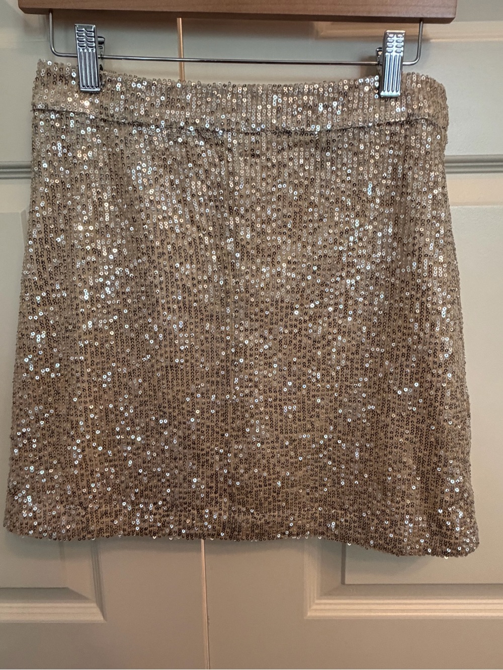 French Connection Sequin Mini Skirt in Champagne Gold
